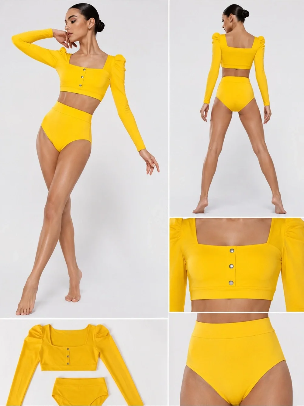 Kelle dance yellow costume 2 piece trunks top POWER THREADS 2821 teen XSA